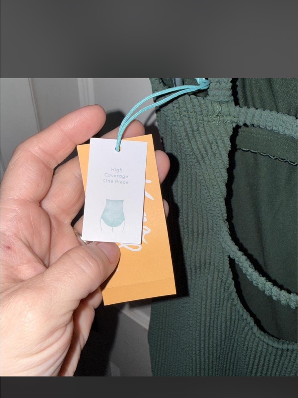 Kona Sol Olive Green Ribbed One-Piece Swimsuit - Picture 5 of 8